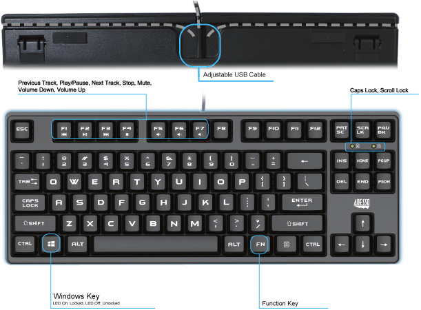 611x450 adesso akb easytouch compact mechanical gaming keyboard - Keyboard Drawing Pictures