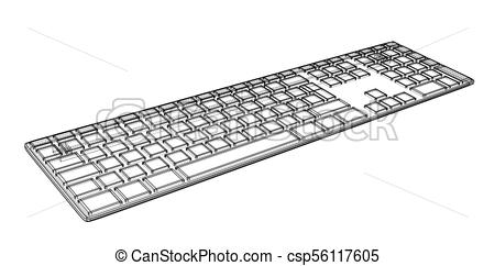 450x242 Computer Keyboard Outline Vector Rendering Of Wire Frame - Keyboard Line Drawing