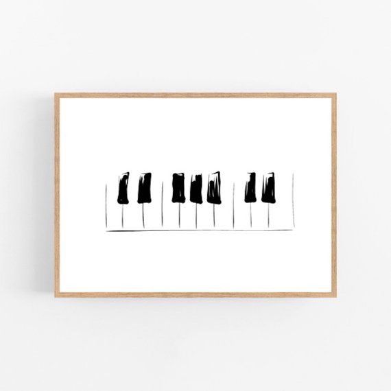 570x570 Keyboard Line Art, Piano Print, Abstract Piano Wall Decor - Keyboard Line Drawing