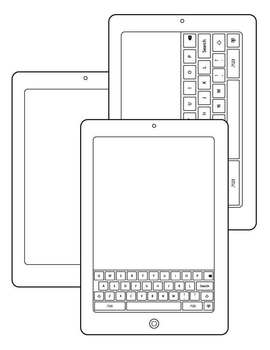 270x350 Realistic Technology Line Drawing Black And White Clip Art - Keyboard Line Drawing
