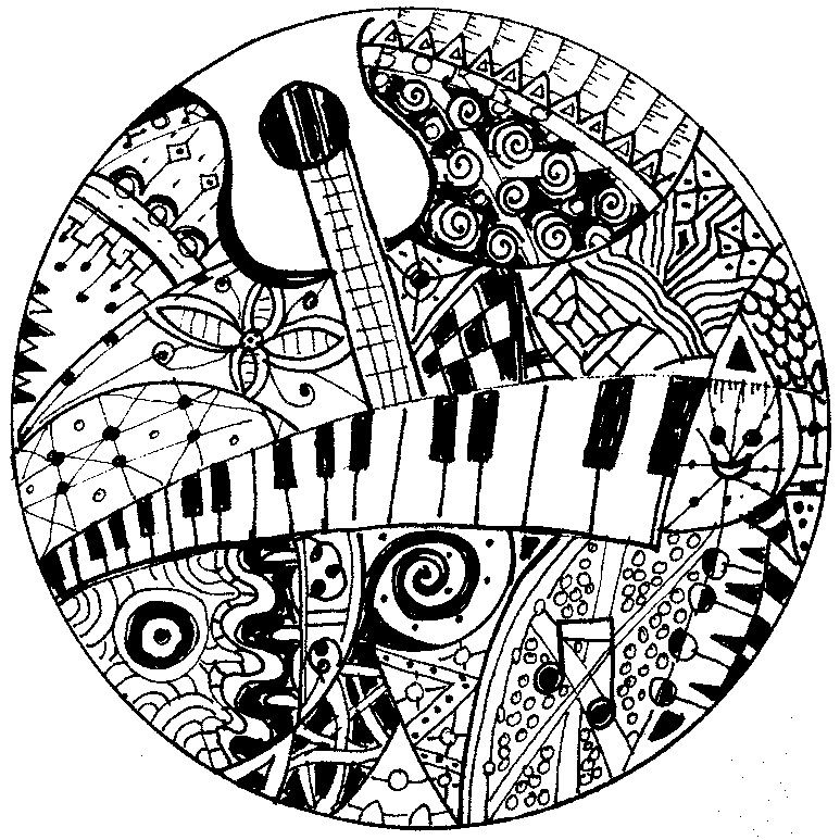 773x773 Icolor Music Keyboard And Guitar - Keyboard Line Drawing