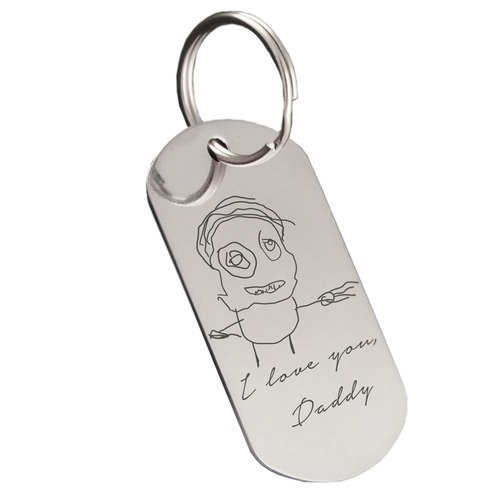 500x500 custom key chain with child's drawing or handwriting - Keychain Drawing