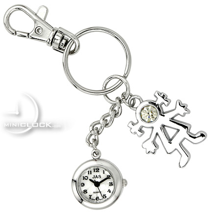 432x432 Key Chain, Novelty Mini Clock Little Stick Figure Girl - Keychain Drawing