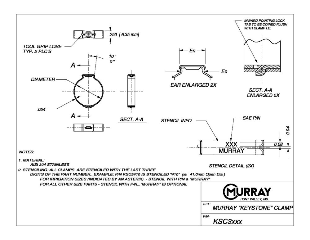 1000x773 Drawing Keystone Pinch Clamps Ksc Murray Corp - Keystone Drawing