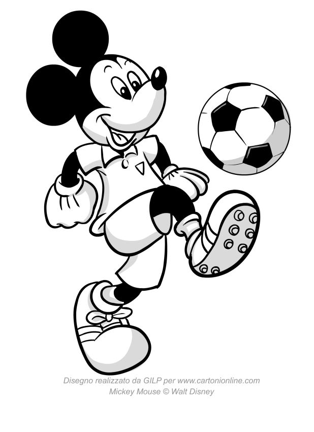 618x850 Drawing Mickey Mouse Who Kick A Soccer Ball Coloring Page - Kick Drawing