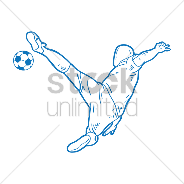 600x600 Free Soccer Player With Bicycle Kick Vector Image - Kick Drawing