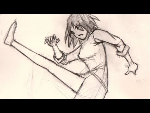 480x360 How To Draw Manga Action Pose Kick - Kick Drawing