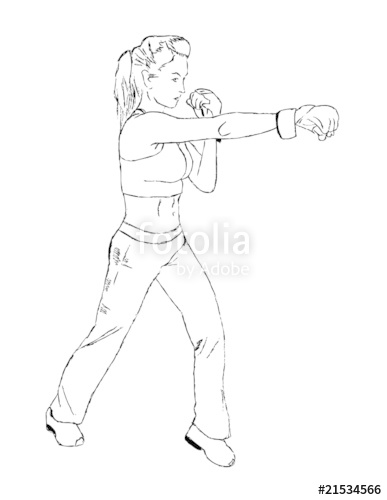 387x500 Cardio Kickboxing Training Stock Image And Royalty Free Vector - Kickboxing Drawing