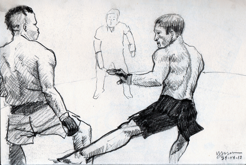 849x569 Drawing Kickboxing Resized V J Joson - Kickboxing Drawing