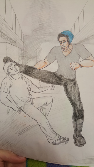 320x569 Kickboxing Drawings On Paigeeworld Pictures Of Kickboxing - Kickboxing Drawing