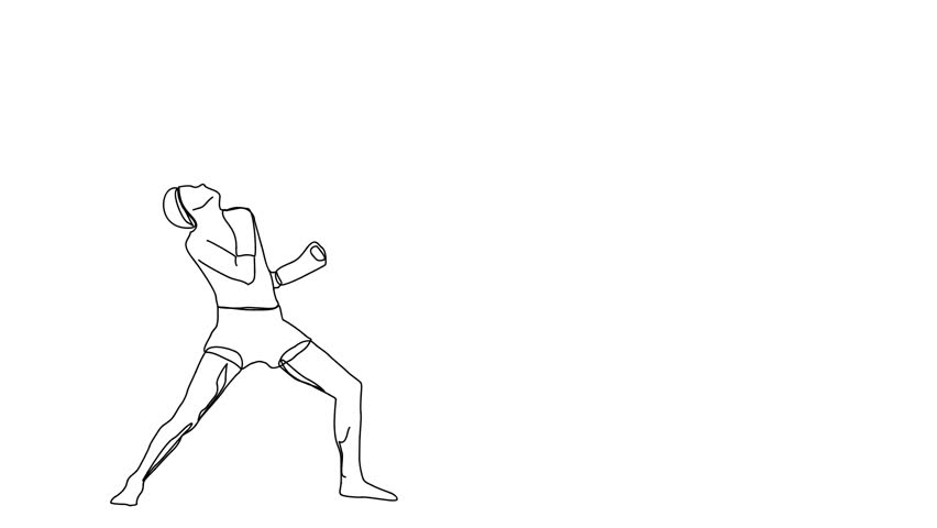 852x480 Animated Sketch Vector Self Drawing Stock Footage Video - Kickboxing Drawing