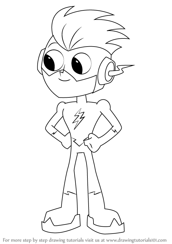 598x844 Learn How To Draw Kid Flash From Teen Titans Go - Kid Flash Drawing