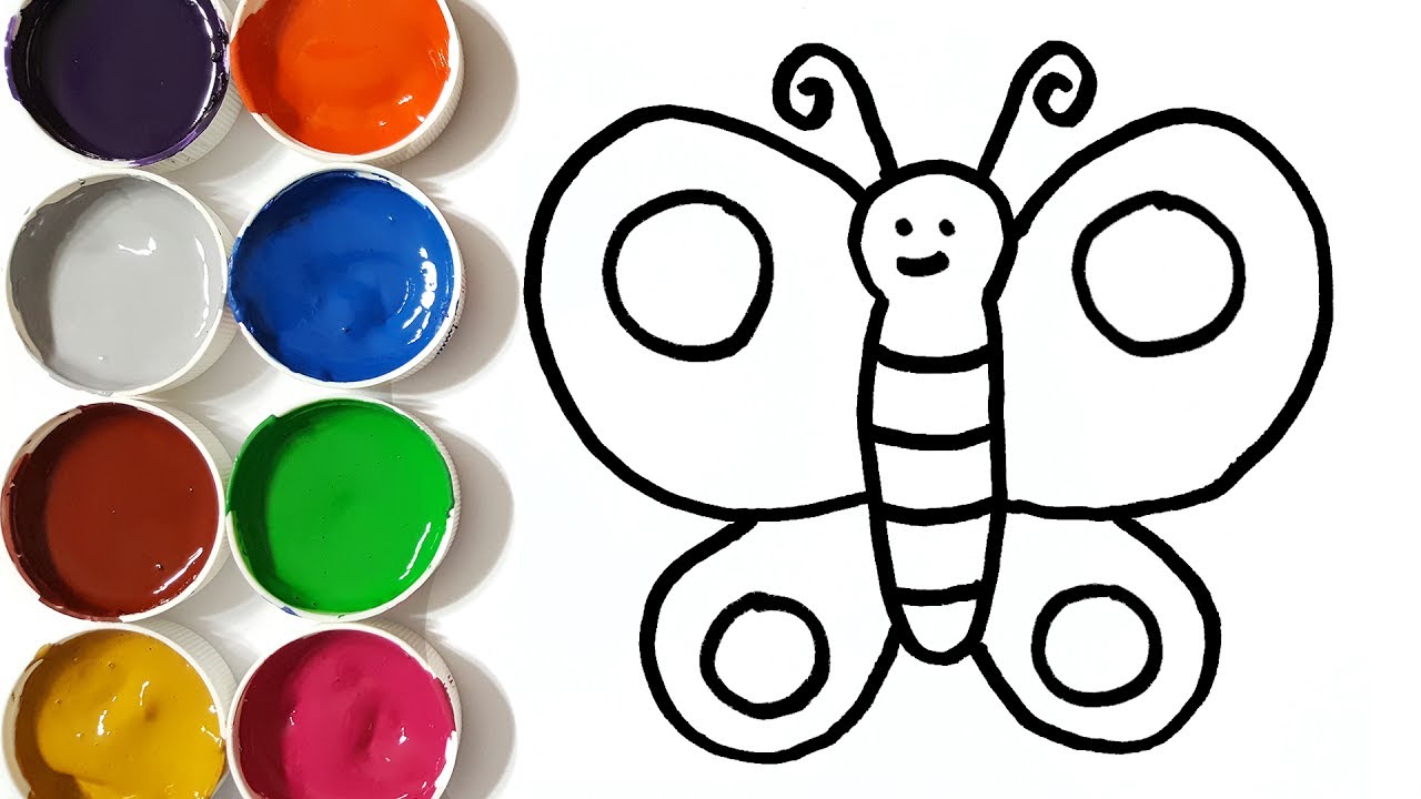 1280x720 Coloring And Drawing Butterfly For Kids - Kid Painting Drawing
