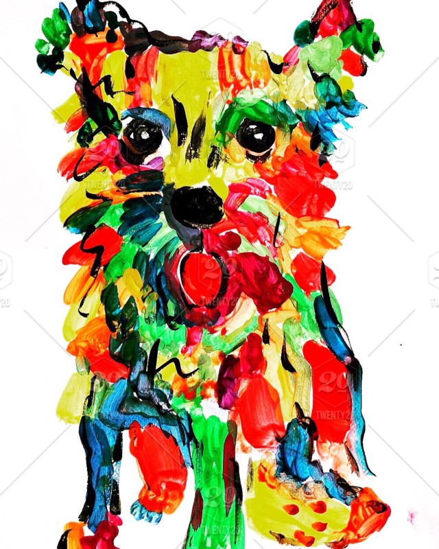 640x800 Cute Dog Painting - Kid Painting Drawing