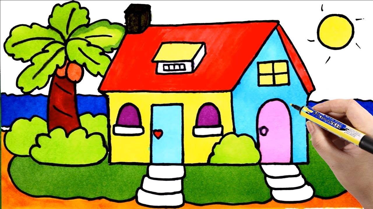 1280x720 Kids Painting House Draw And Color My Room, Tree, Window - Kid Painting Drawing