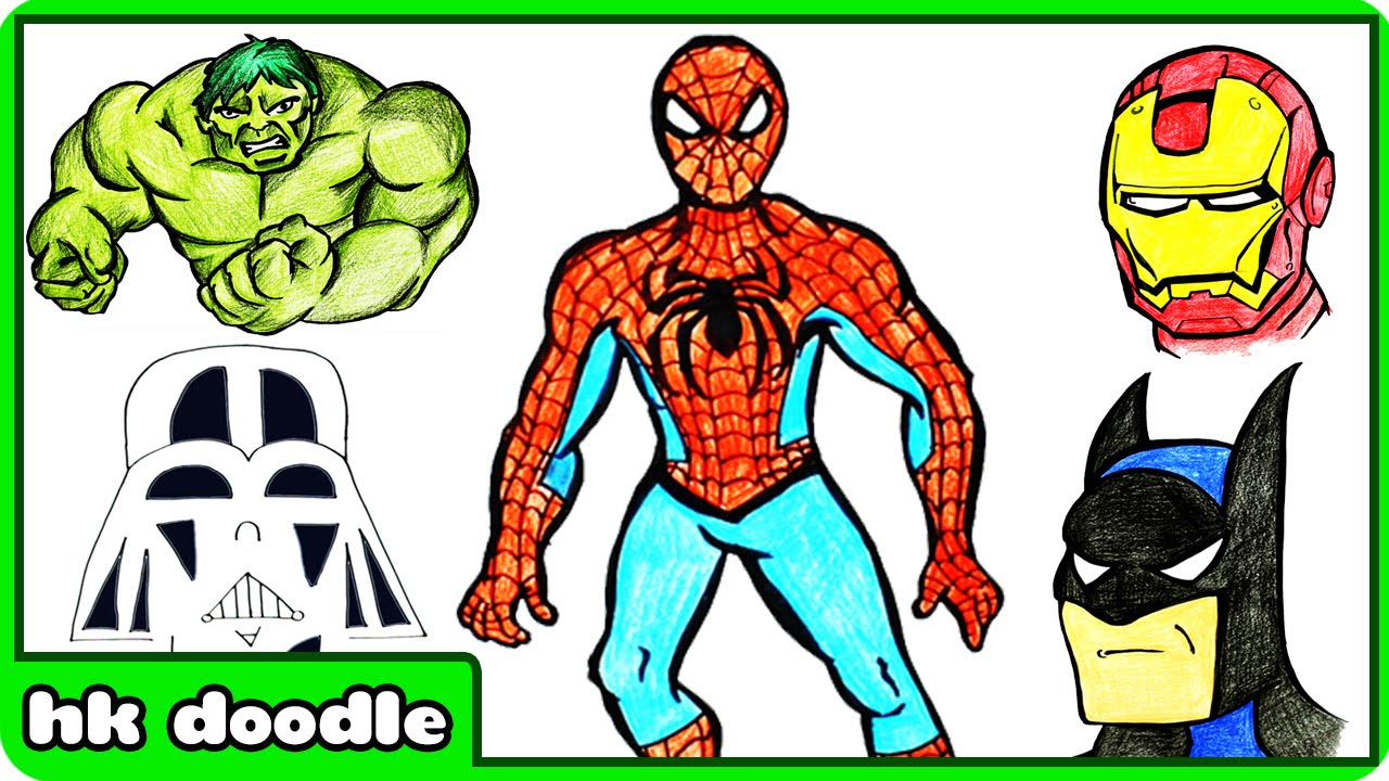 1280x720 How To Draw Superheroes For Kids Spiderman, Batman, Iron Man - Kid Superhero Drawing