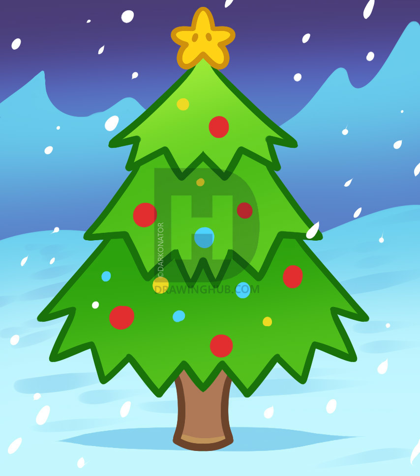854x969 How To Draw A Christmas Tree For Kids, Step - Kids Christmas Tree Drawing