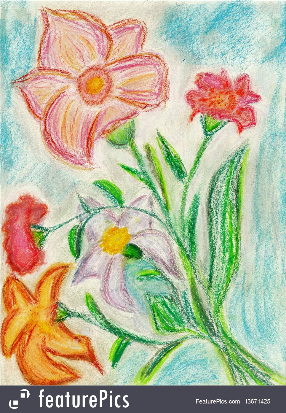 965x1392 Image Of Flowers Kids Drawings - Kids Crayon Drawing