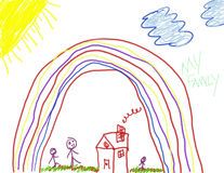 207x160 Sunny Day Crayon Drawing Royalty Free Stock Image - Kids Crayon Drawing