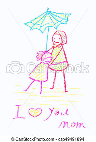 318x470 Childs Crayon Drawing Of A Mother's Day Card Kids Crayon Drawing - Kids Crayon Drawing