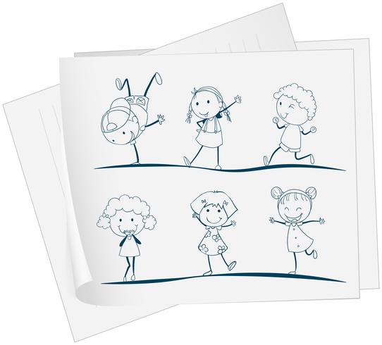 542x490 A Paper With A Drawing Of Kids Dancing - Kids Dancing Drawing
