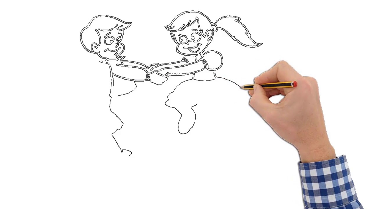 1280x720 We Drawing, How To Drawing Kids Dancing - Kids Dancing Drawing