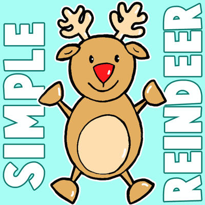 400x400 How To Draw A Christmas Reindeer For Preschoolers And Children - Kids Drawing Christmas