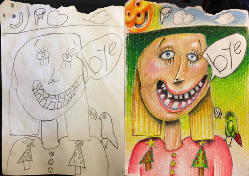 800x564 These Kids Let Their Dad Color Their Drawings This Was The Result - Kids Drawing Com