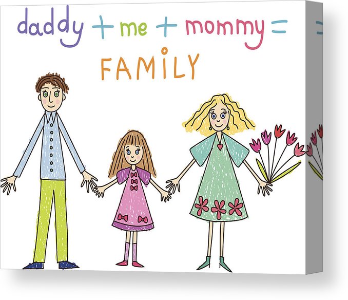 678x584 Kids Drawing Family Canvas Print Canvas Art - Kids Drawing Family