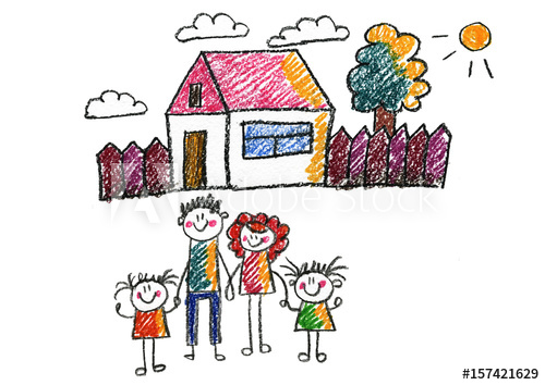500x354 kids drawing happy family mother, father, sister, brother happy - Kids Drawing Family