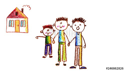 500x286 Kids Drawing Happy Family Holding Hands Mother, Father, Sister - Kids Drawing Family