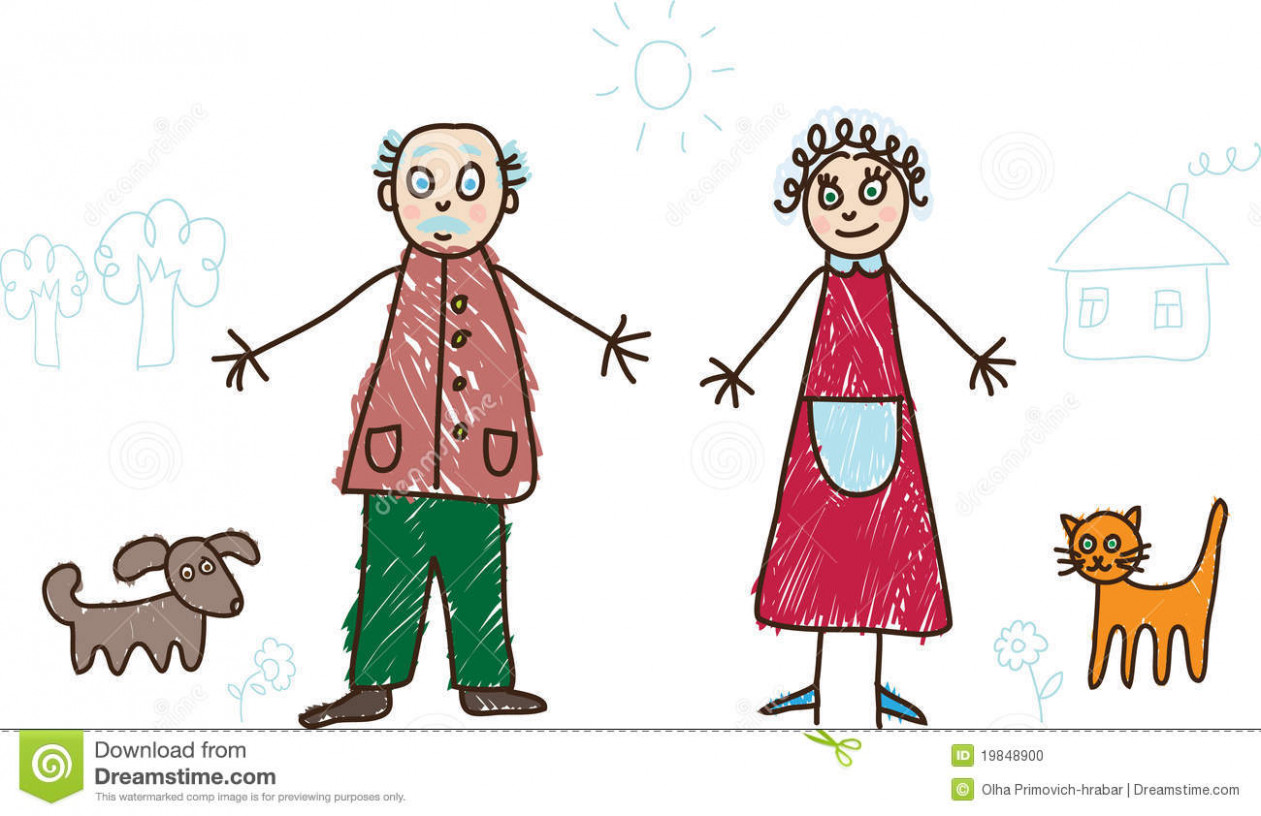 Детский рисунок бабушки и дедушки