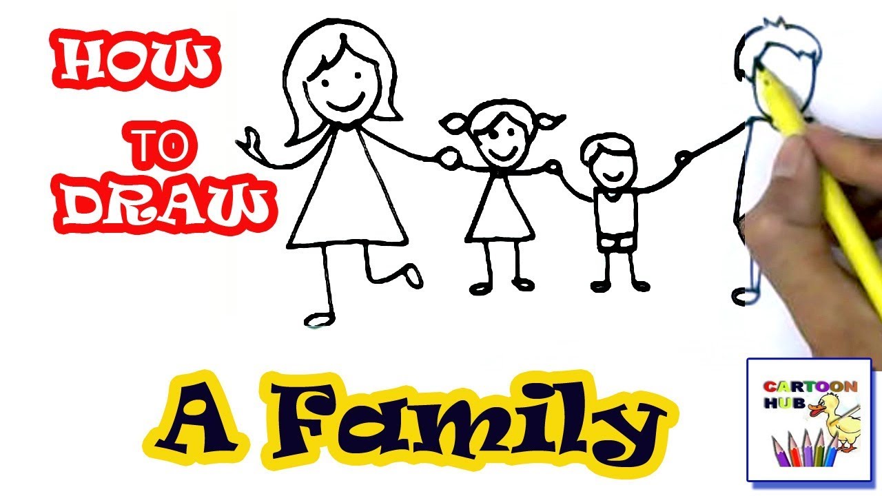 1280x720 How To Draw Family In Easy St Step - Kids Drawing Family