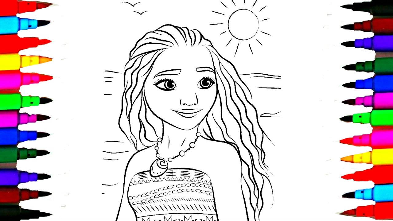 1280x720 Disney Princess Moana Drawing Pages To Color For Kids L Coloring - Kids Drawing Princess
