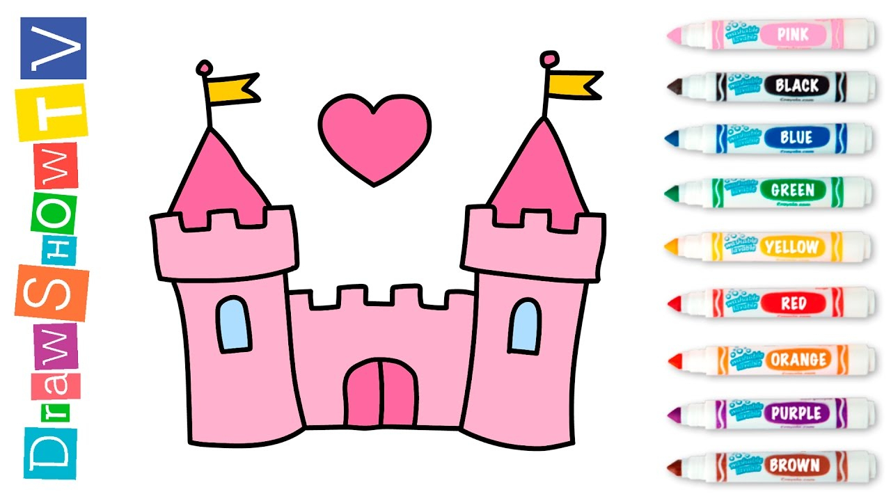 1280x720 Princess Drawing For Kids And How To Draw Castle Of Princess - Kids Drawing Princess