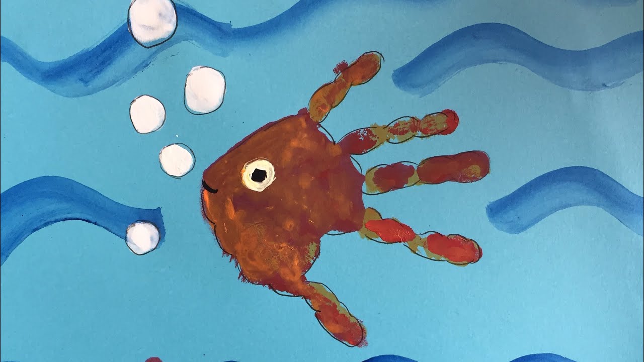 1280x720 How To Draw Fish With Handprint For Kids Hand Print Fish - Kids Drawing Print