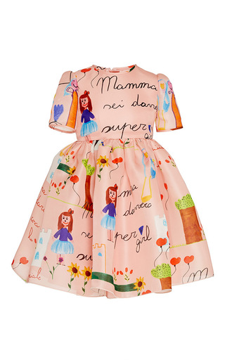 320x512 Kid's Drawing Print Organza Dress - Kids Drawing Print