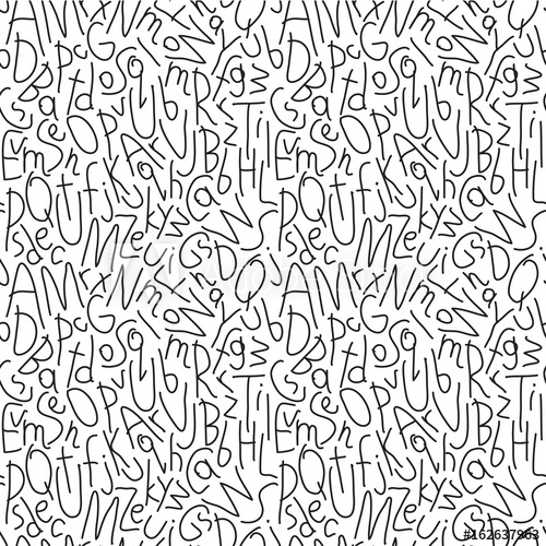 500x500 Seamless Pattern With Hand Drawn Letters Simple Kids Drawing - Kids Drawing Print