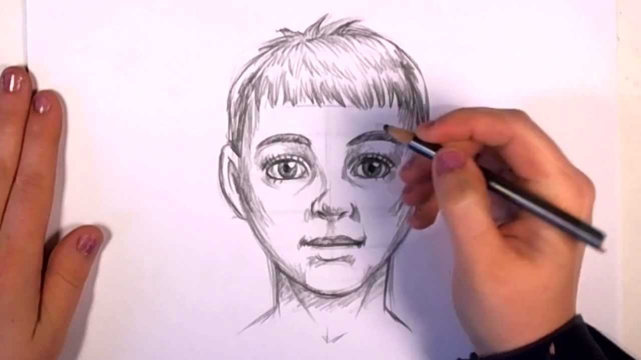 1280x720 How To Draw Realistic Looking Anime Kid Baby Boy Face Video - Kids Face Drawing