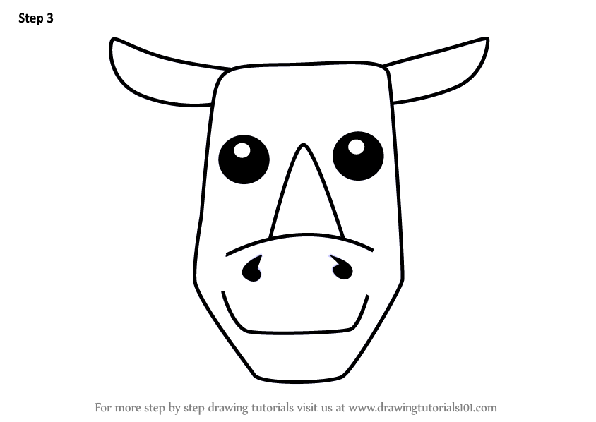 844x598 Learn How To Draw A Rhinoceros Face For Kids - Kids Face Drawing