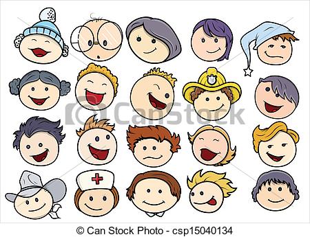 450x345 Various Happy And Smiling Kids Face Drawing Art Of Cute Cartoon - Kids Face Drawing