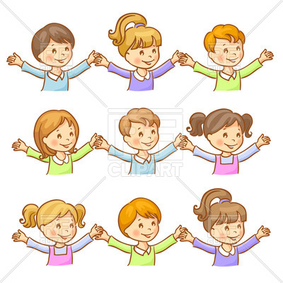 400x400 Happy Children Holding Hands Vector Image Of People Bariskina - Kids Holding Hands Drawing