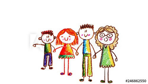 500x286 Kids Drawing Happy Family Holding Hands Mother, Father, Sister - Kids Holding Hands Drawing