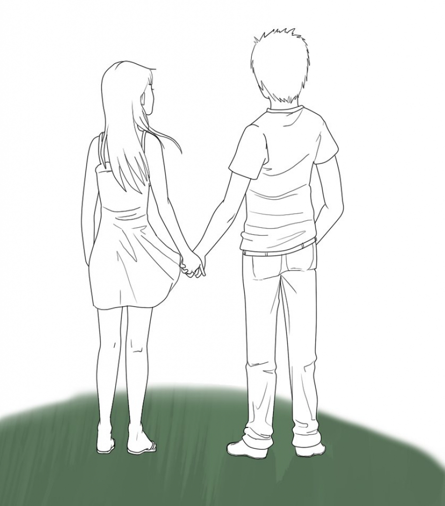 900x1024 couple holding hands drawing drawing couple holding hands - Kids Holding Hands Drawing
