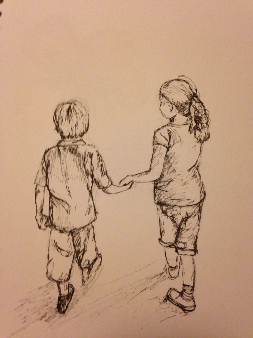852x1136 Drawing, Illustration, Children Holding Hands Drawing Children - Kids Holding Hands Drawing