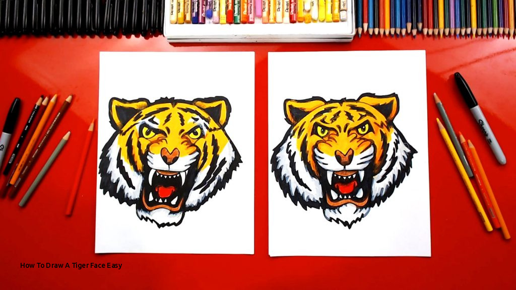 1024x576 How To Draw A Tiger Face Easy Tigers Face Drawing - Kids Hub Drawing