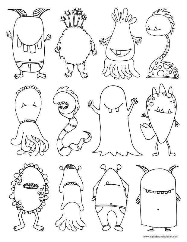 cute doodle monsters sketch