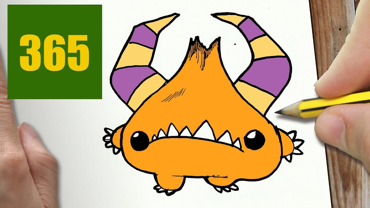 1280x720 How To Draw A Monster Cute, Easy Step - Kids Monster Drawing