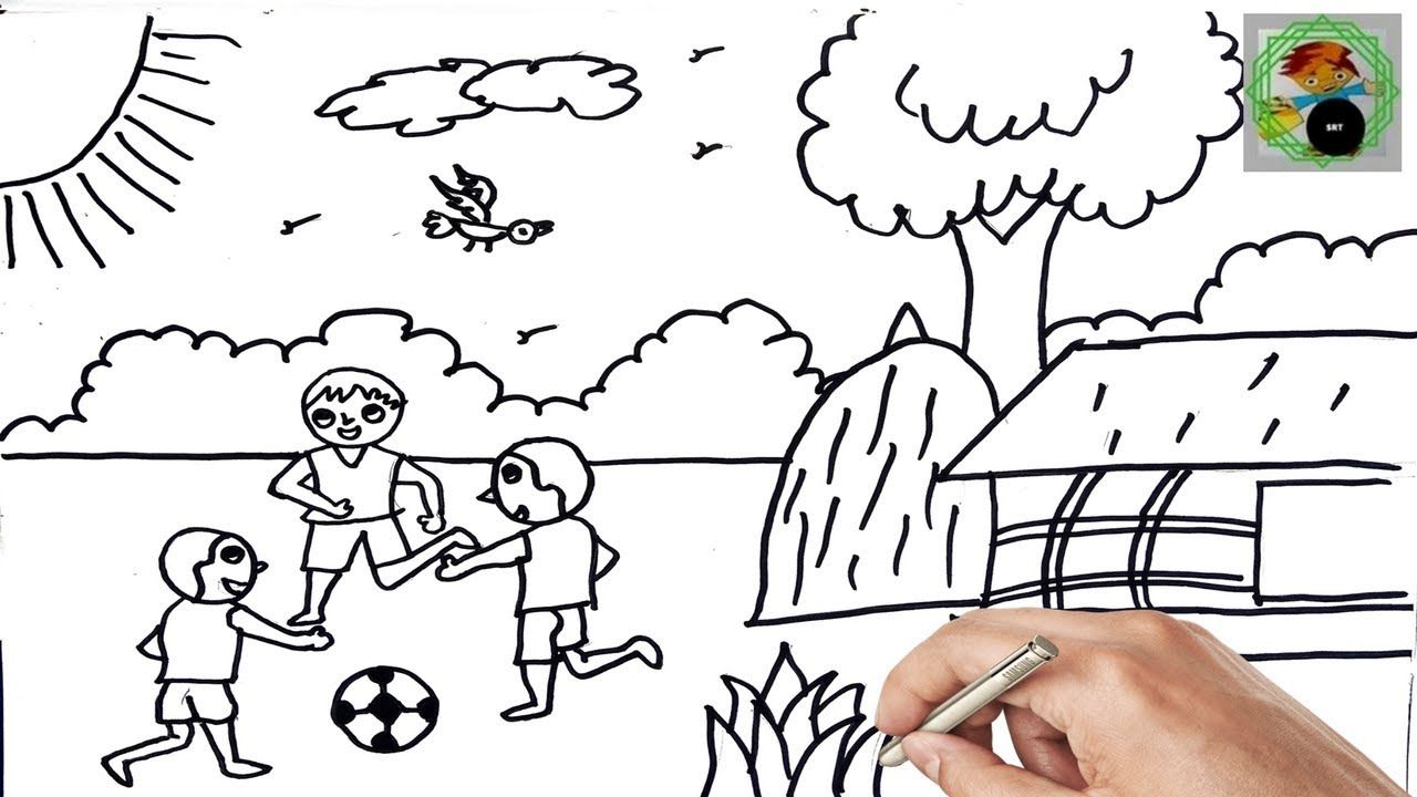 1280x720 Drawing Scenery - Kids Playing Drawing