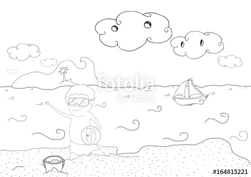 500x354 drawing plate for kids with summer holiday atmosphere and a child - Kids Playing Drawing